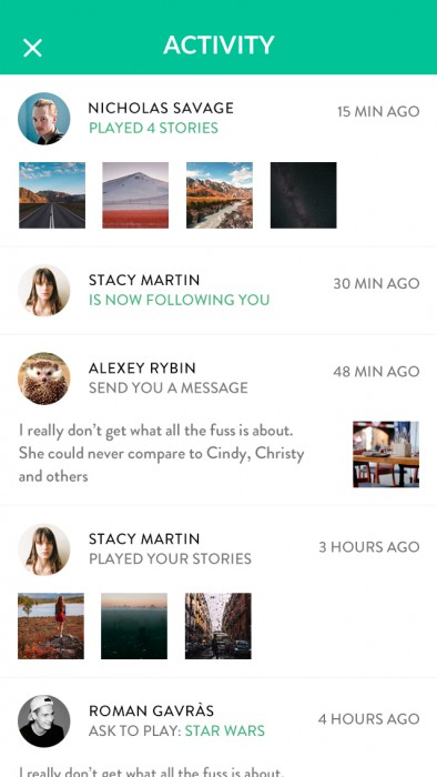 Activity screen - see more screens and how you play on: www.clueio.com